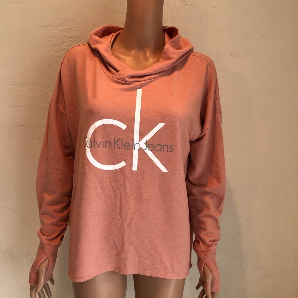 Calvin Klein Jeans Lightweight Relaxed Peach Hoodie Sweatshirt Women’s Size L